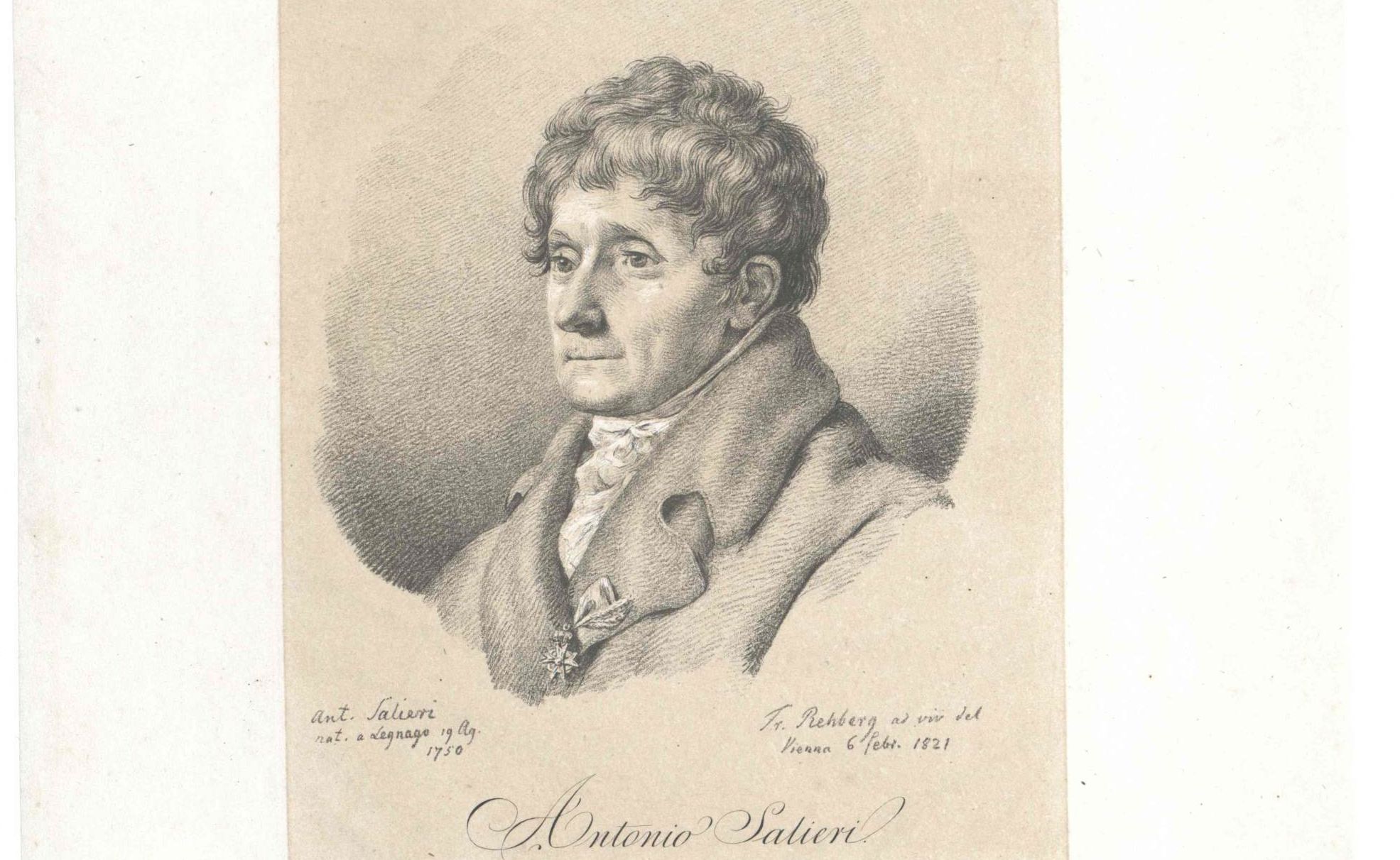 Antonio Salieri, Portrait Lithografie Rehberg, Österreichische Nationalbibliothek